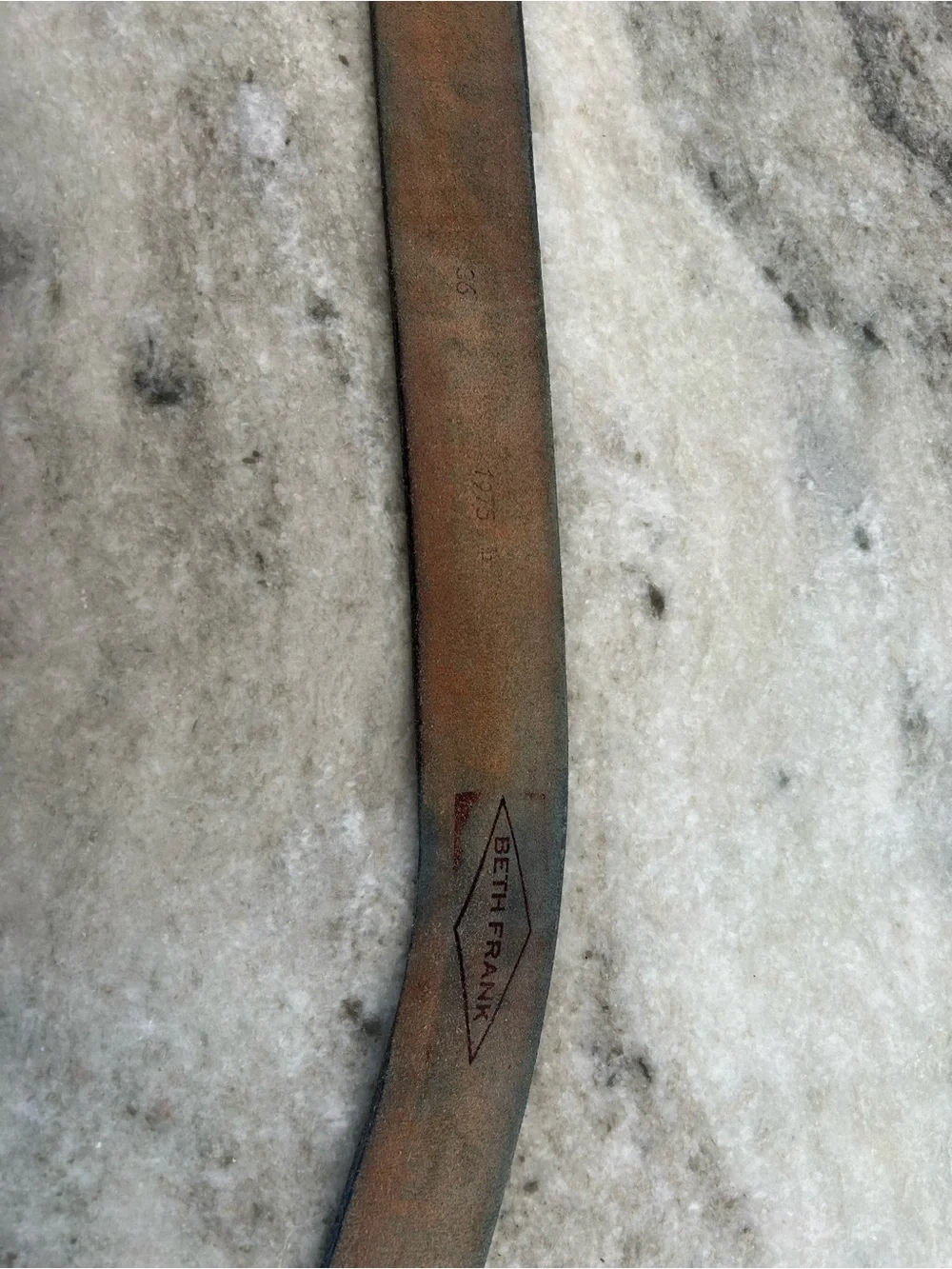 Beth Frank Vintage 1975 -Tooled Floral Leather Belt - stamped 36